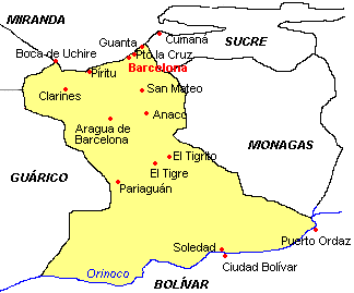 Ciudades de Anzotegui en Venezuela