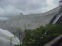 Side view of the concrete dam