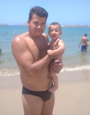 Con mi hijo en la playa