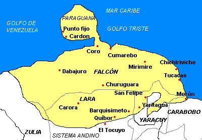 Mapa de ciudades de Venezuela