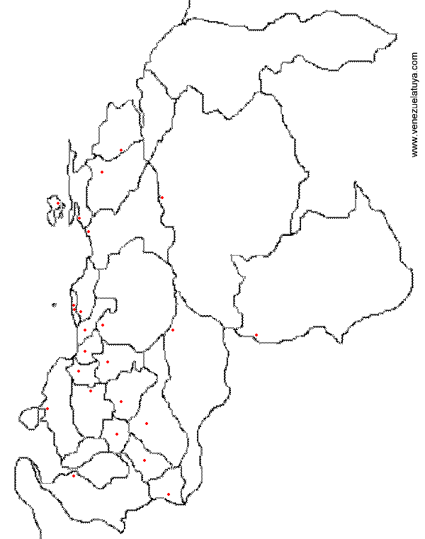 Mapa para colorar las Ciudades de Venezuela