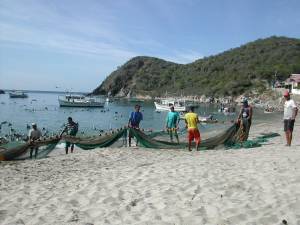 Picking up the fishing nets