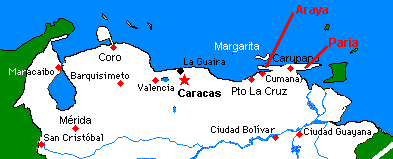 Karte vom Oestlichen Teil Venezuelas